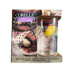 NEW~SET(4) Impressions Corelle Fruit Corning Ware 16 oz Juice Glasses 4" ~VTG